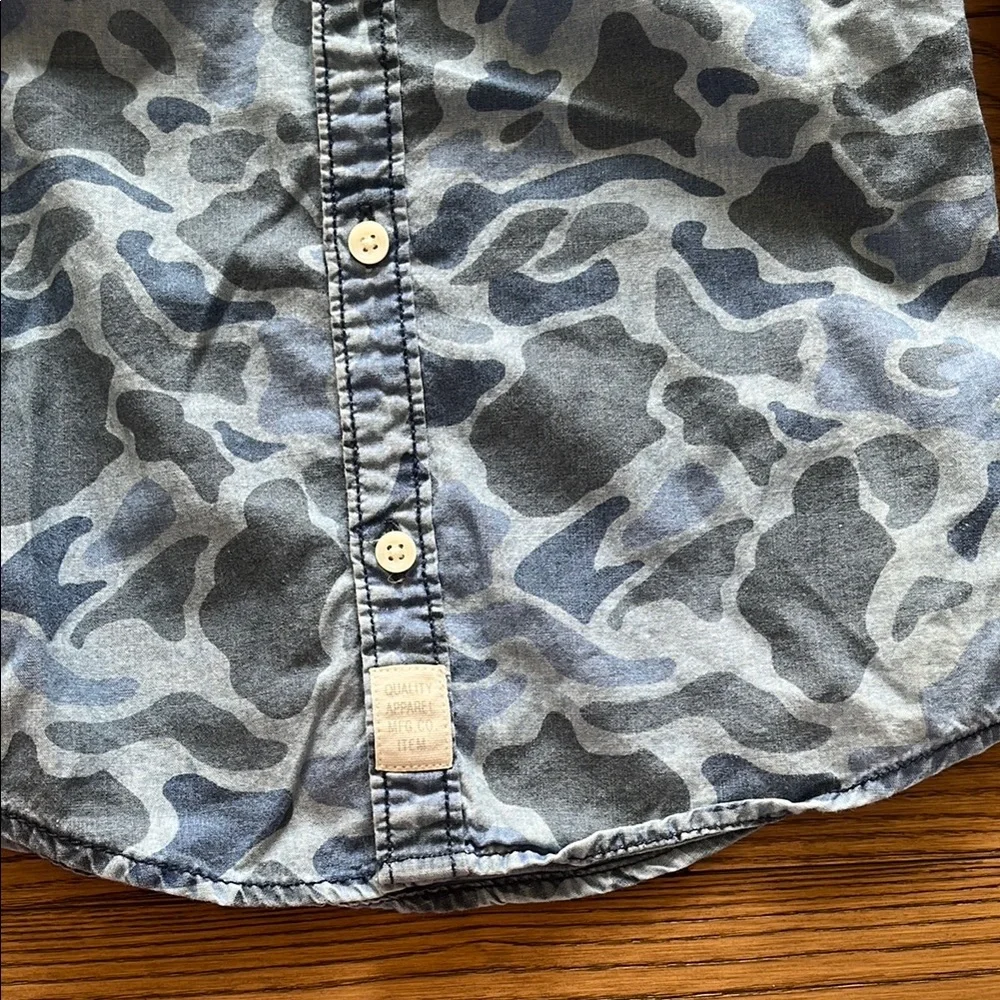 Blue Camouflage Button Down Shirt